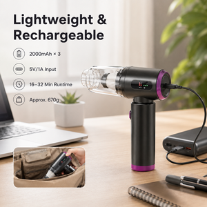 OEM 20kPa Brushless Cordless Handheld ABS Vacuum Air <b>Duster</b> 4-in-1 Rechargeable 0.12L <b>Cleaner</b> for Car Home Office Computer - Product Image 1