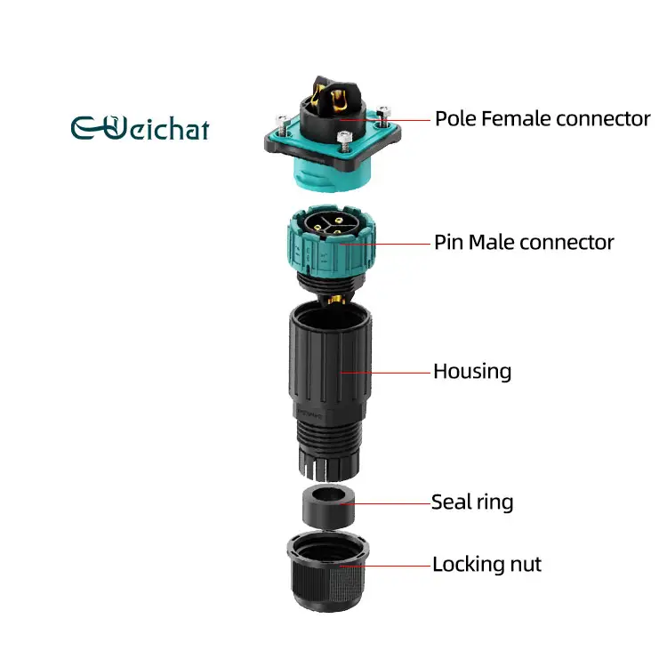 Waterbestendig 5 Pin Rubber Boot Zelf Soldeer Hoogspanning Power Ip68 Waterdichte Connector