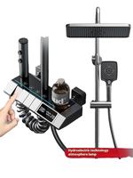 Ensemble de robinetterie de douche de luxe gris anthracite avec affichage numérique LCD, mitigeur thermostatique à jet céramique, barre coulissante et fonction pluie douce