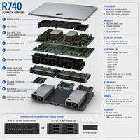 Server Rak 2U Poweredge R730 R730xd R740 R750 R760 R760xs Bekas, Prosesor Xeon 2.2GHz, Penyimpanan, Tersedia