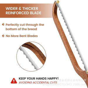 Acacia Wood <b>Bread</b> <b>Knife</b> 12 In Stainless Steel Blade For Baking Pastry Household Use - Product Image 3