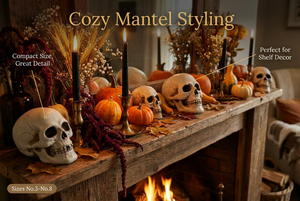 Décoration de crâne d'<span class=keywords><strong>Halloween</strong></span>, lot de 10 tailles, tête de crâne humaine réaliste, accessoire pour extérieur, jardin, cimetière, intérieur, fête, décoration de table - Product Image 4