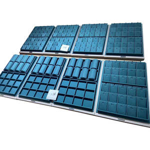 Ensemble de présentoirs à bijoux de luxe en cuir PU bleu, accessoires haut de gamme pour l'affichage de bagues, colliers et boucles d'oreilles en boutique - Product Image 3