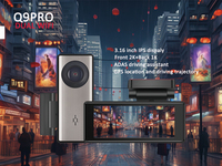 Caméra de tableau de bord WiFi pour voiture, vision nocturne 2K, écran IPS 3,16 pouces, double objectif, boîte noire 1K, module GPS externe, contrôle par application