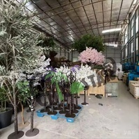 Arbre à Fleurs de Cerisier Artificiel Sakura Blanc Personnalisé, Faux Bonsaï Rose et Blanc pour Décoration Intérieure d'Hôtel