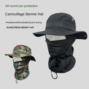 Chapeau Bennie pour les sports de plein air Camouflage Edge Windproof Drawstring Headgear pour l'alpinisme, la pêche, le voyage et la randonnée - Product Image 1