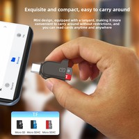 Lector de Tarjetas TF Transfronterizo Tipo-C Compatible con Teléfonos Android y iOS, Mini Lector de Tarjetas OTG Externo de Aleación de Zinc