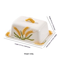 Boîte à beurre en céramique en forme d'épi de blé, style rustique, décoration d'intérieur, boîte de rangement pour crème, décoration de bureau de cuisine