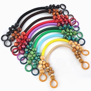 Correa de cuerda de cuentas de madera <span class=keywords><strong>para</strong></span> mujer, 10 colores, <span class=keywords><strong>Asa</strong></span> de madera, cuentas envueltas, cinturón de hombro de ganchillo, mango de bolsa de repuesto DIY - Product Image 2