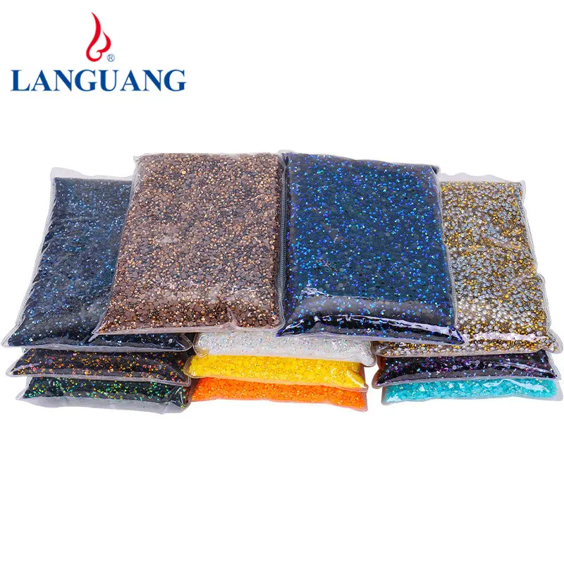 Lan Guang Hot Sale 3mm 4mm 5mm 6mm Crystal Clear Non HotFix Foiled Back Plastic Color Resin Rhinestone