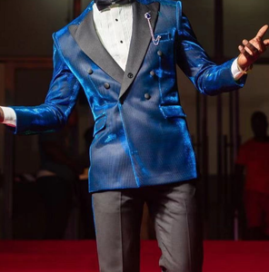 Tailor Made Blazer Blue Velvet Business <span class=keywords><strong>Elegante</strong></span> Ocio Esmoquin Coat para Gentleman Blazer 2 Piezas - Product Image 3