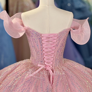 Pink Beaded <strong>Blush</strong> Puffy <strong>Ball</strong> <strong>Gown</strong> Off Shoulder Birthday Pageant Dress Vestidos De 15 Girls 16 Anos Quinceanera Dresses Dy1344 - Product Image 6