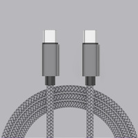 Kabel Pengisi Daya USB C ke C 2A Fast Charge Data Sync Nirkabel, Kabel Datar Berlapis Tebal untuk Pengisian Daya Ponsel