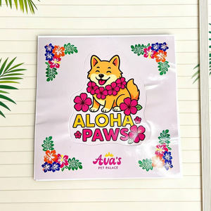 Pegatina adhesiva impermeable personalizada de PVC con diseño de perro de dibujos animados para empaques de productos de alimentos para mascotas - Product Image 1