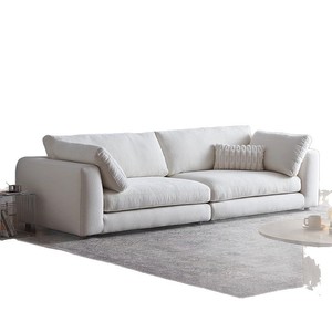 Sofá de tela recta de lino y algodón lavable estilo Wabi Sabi Cream Rhine para sala de estar de apartamento pequeño, uso doméstico - Product Image 1
