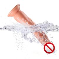 Dildo Realista de TPE Suave e Impermeable para Mujeres, 9 Pulgadas (230 mm), para Uso Anal, Juguete Sexual para Adultos, Color Carne, Delgado, con Succión, QS-B002