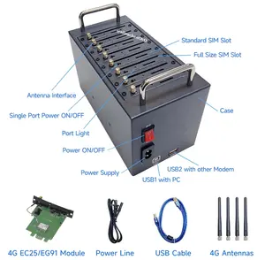 빠른 전송 속도 LTE 4G SMS 모뎀 8 포트 4G 대량 Sms 모뎀 Sms 방송 게이트웨이 Gsm 모뎀