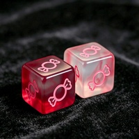 Ensemble de dés en résine rose gelée avec chiffres émeraude, dés polyédriques pour jeux de rôle RPG, accessoires