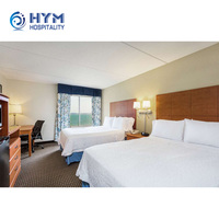 Ensemble de chambre d'hôtel moderne Hampton Inn, mobilier commercial en chêne MDF écologique et portable, taille King, couleur personnalisée, 3-5 étoiles