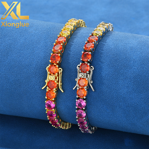 Bracelets de luxe personnalisés en or pur 14 carats avec pierres précieuses ovales, chaîne tennis, accessoires raffinés pour femmes, bijoux fins OEM - Product Image 5
