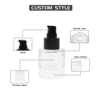 Flacon compte-gouttes en verre transparent à épaule plate rond, 30ml, 50ml, 100ml, pour huile capillaire et sérum cosmétique, avec logo personnalisé