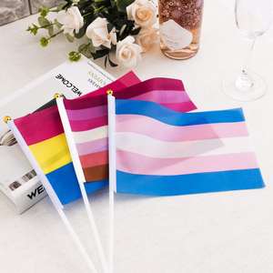 Venta caliente 100% poliéster LGBT lesbiana transgénero Bisexual mano bandera Arco Iris Gay orgullo mano bandera - Product Image 3