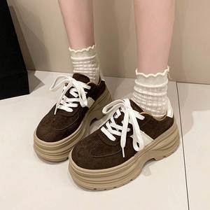 Zapatillas Deportivas Alemanas con Plataforma de 7CM para Mujer, Otoño 2025, Nuevas, de Cuero Genuino, con Suela Gruesa, Estilo Retro, Casuales - Product Image 3