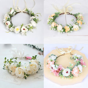 Vente en gros de bandeaux de fleurs pour <span class=keywords><strong>mariage</strong></span> en plein air bandeau de belles couronnes de mariée bandeau <span class=keywords><strong>couronne</strong></span> de fleurs personnalisée - Product Image 2