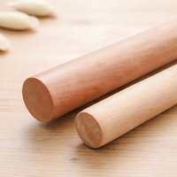 Rouleau à pâtisserie en bois massif naturel, antiadhésif, avec poignée lisse, pour pâte à dumplings et pâtisseries, outils de cuisine et de pâtisserie