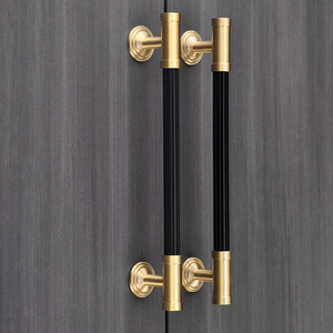 Brass Cabinet Handles Bar Shape Gold Black French Style Durable Modular Installation For Sliding Doors Drawers - Product Image 5