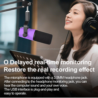 Microphone dynamique USB professionnel pour podcast, enregistrement, jeux, avec lumière RGB et bras pour enregistrement et streaming en direct