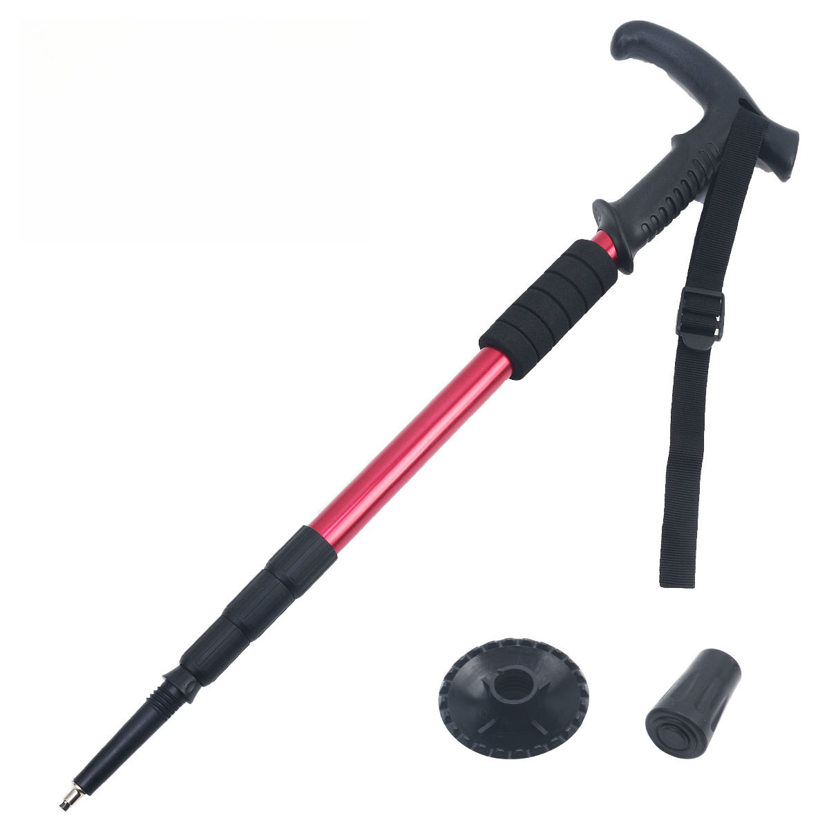 มือจับโค้งสี่ส่วนสีแดง