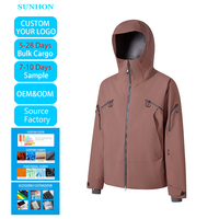 Veste imperméable respirante à fermeture éclair avec logo personnalisé, unisexe, 3L, compatible avec un casque, idéale pour le ski, la montagne, la randonnée en plein air