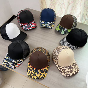 Casquette de baseball en coton de haute qualité avec logo personnalisé, 5 panneaux, maille, mousse, imprimé numérique à carreaux, camouflage, corde, léopard, style trucker - Product Image 4