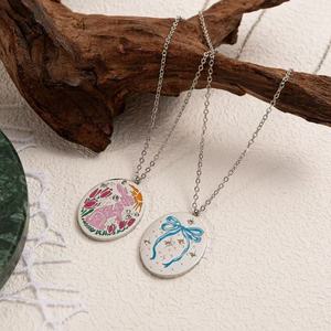 Fashion Oval Pendant Stainless Steel Bow Rabbit <strong>Necklace</strong> <strong>Best</strong> <strong>Friend</strong> <strong>Necklaces</strong> <strong>for</strong> Women - Product Image 2