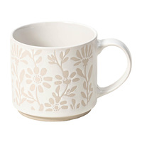 Mug à café en céramique japonaise créative personnalisée, 490 ml, blanc, fait main, style vintage, motif floral