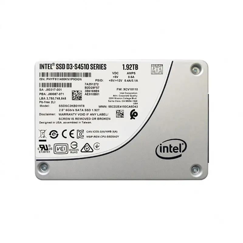 P4510 Intel/Intel SSD สําหรับ 1TB 1.92TB 2TB 4TB 8TB U.2 Pcie โซลิดสเตตรีดไดรฟ์ภายในใหม่และต้นฉบับ