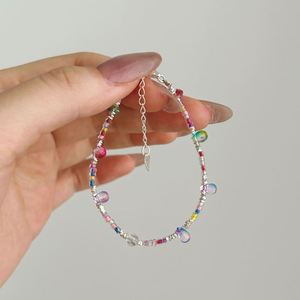 Dylam Trending Design Rhodium Plated 925 Sterling Silver Beaded <b>Rainbow</b> Colorful Circle Crystal Bangles <b>Bracelets</b> for Women - Product Image 5