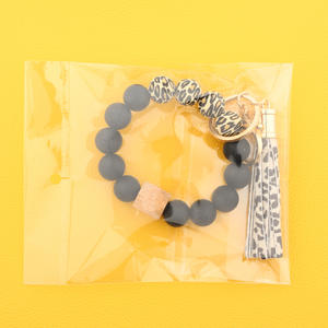 <strong>Silicone</strong> Keychain for Keys Tassel Wood <strong>Beads</strong> Bracelet Keyring for Women Multicolor <strong>Beads</strong> Keychain Fashion Keychain <strong>Wholesale</strong> - Product Image 4