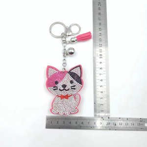 Wholesale Cute Bling Cat Gift for Children Crystal Rhinestone Lucky Cat Keychain Cheap Full Diamond Glitter Cat <b>Tassel</b> <b>Key</b> Chain - Product Image 6