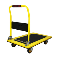 Capacité 660LB maximum de chariot plat se pliante de chariot de plate-forme de chariot mobile de plaque d'acier jaune
