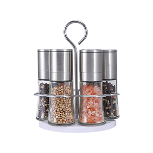In acciaio inox macina in <span class=keywords><strong>ceramica</strong></span> vaso di vetro 7 in 1 spice grinder set con Cremagliera - Product Image 3