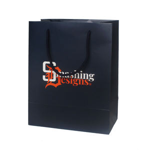 Embalaje OEM de papel artístico de 250gsm, embalaje de ropa personalizado, regalo azul, bolsa de papel de fondo cuadrado para compras - Product Image 2