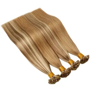 Extensiones de cabello humano de doble punta, cabello Remy con cutículas crudas rusas, queratina, venta al por mayor