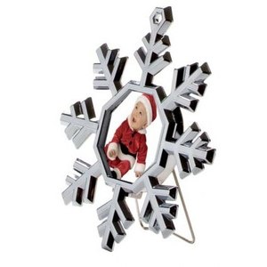 Mini Cornice Portafoto a Forma di Fiocco di Neve 85x95 mm in Resina, Decorazione Natalizia - Product Image 1