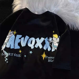 Cutstom 3D thêu đồng bằng axit rửa Puff in bông quá khổ của nam giới Heavyweight T-Shirt tùy chỉnh đồ họa DTG in t Áo sơ mi - Product Image 2