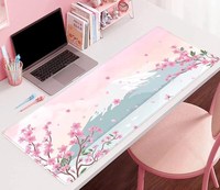 Grand tapis de souris Kawaii mignon avec Rose Anime Gamer Stock Accessoires informatiques Bord cousu Base en caoutchouc Illustration Tapis de souris