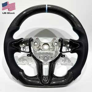 Volante Deportivo de Fibra de Carbono con Base Plana, Estilo Blue Label, Compatible con Hyundai Elantra <span class=keywords><strong>N</strong></span> <span class=keywords><strong>I20</strong></span> I30 <span class=keywords><strong>N</strong></span> - Product Image 1