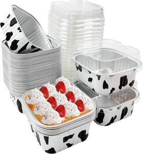 Sin olor vaca desechable 5 oz 150ml Mini moldes de papel de aluminio para pasteles bandeja cuadrada de aluminio con tapas taza para hornear herramienta <span class=keywords><strong>Pan</strong></span> bandeja contenedora de papel de aluminio - Product Image 1