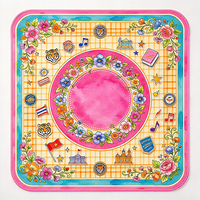 Tapis de Mahjong américain World Travel Sticker, motif floral, globe, monuments et drapeaux, antidérapant, pour soirée de jeu, cadeau